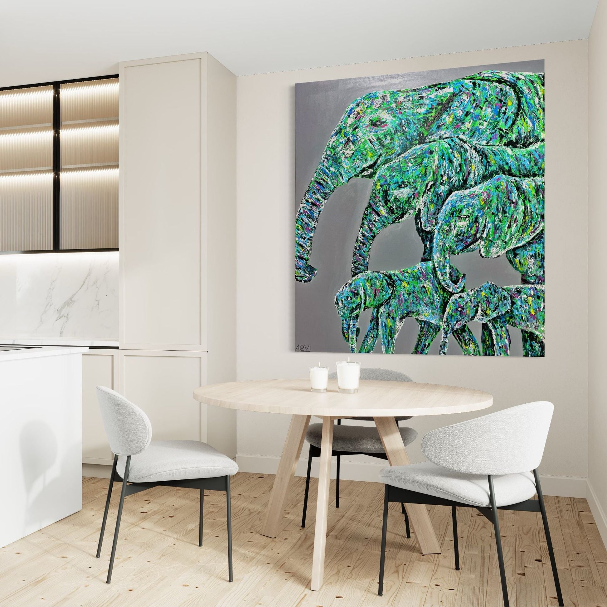 ORIGINAL ARTWORK - Family Stride - Canvas BY Albert Levi Art