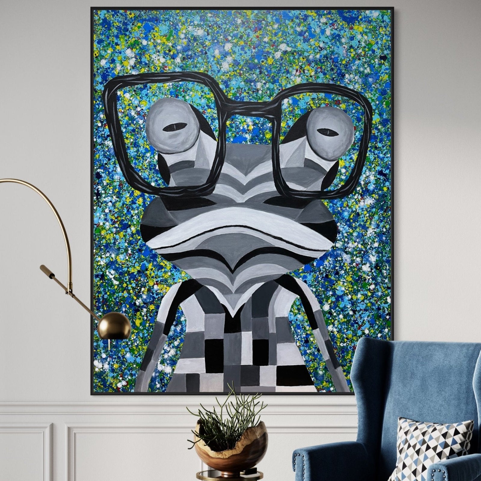 ORIGINAL ARTWORK - Funky Frog in Square Shades - BY Albert Levi Art