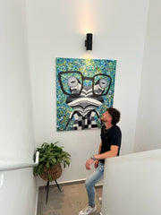 ORIGINAL ARTWORK - Funky Frog in Square Shades - BY Albert Levi Art