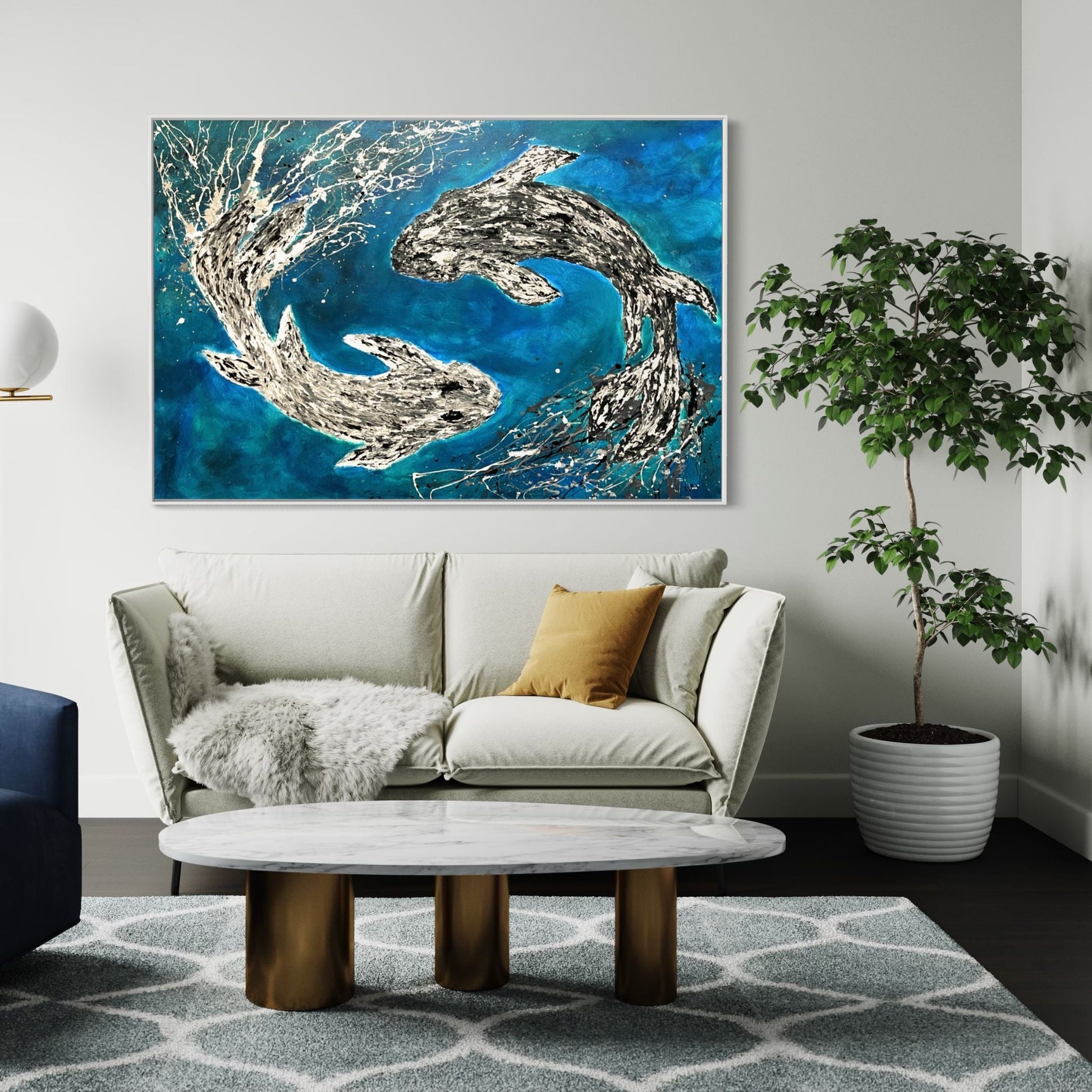 ORIGINAL ARTWORK - HARMONY OF KOI - BY Albert Levi Art
