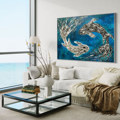 ORIGINAL ARTWORK - HARMONY OF KOI - BY Albert Levi Art