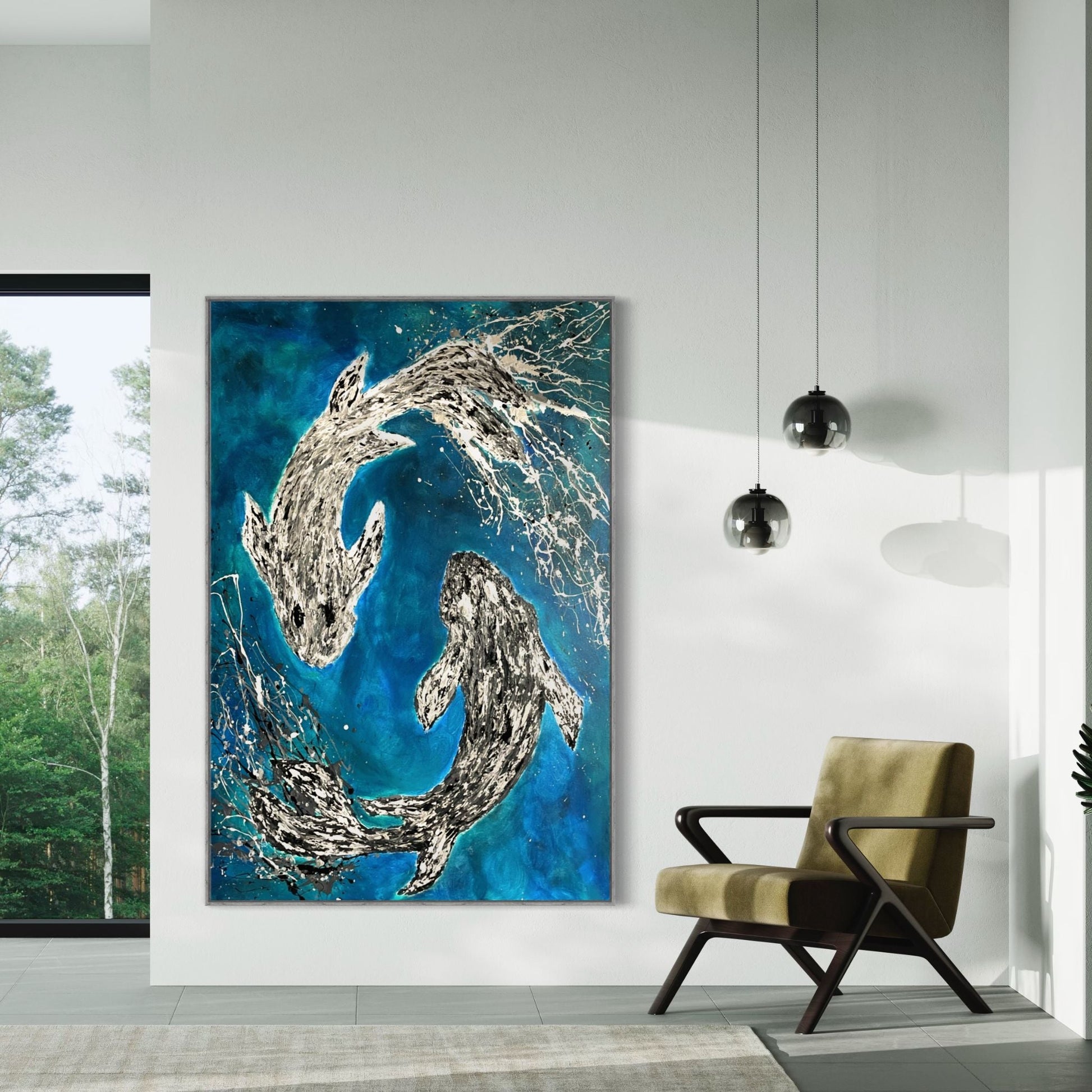 ORIGINAL ARTWORK - HARMONY OF KOI - BY Albert Levi Art
