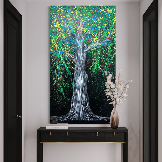ORIGINAL ARTWORK - LUMINOUS TREE - Canvas BY Albert Levi Art