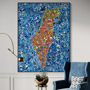 ORIGINAL ARTWORK - Map Of Israel - BY Albert Levi Art