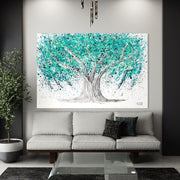 ORIGINAL ARTWORK - TREE OF LIFE - Turquoise Tranquility - Canvas BY Albert Levi Art