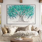 ORIGINAL ARTWORK - TREE OF LIFE - Turquoise Tranquility - Canvas BY Albert Levi Art