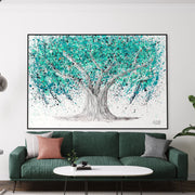 ORIGINAL ARTWORK - TREE OF LIFE - Turquoise Tranquility - Canvas BY Albert Levi Art