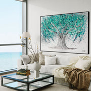 ORIGINAL ARTWORK - TREE OF LIFE - Turquoise Tranquility - Canvas BY Albert Levi Art