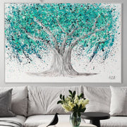 ORIGINAL ARTWORK - TREE OF LIFE - Turquoise Tranquility - Canvas BY Albert Levi Art