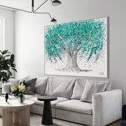 ORIGINAL ARTWORK - TREE OF LIFE - Turquoise Tranquility - Canvas BY Albert Levi Art