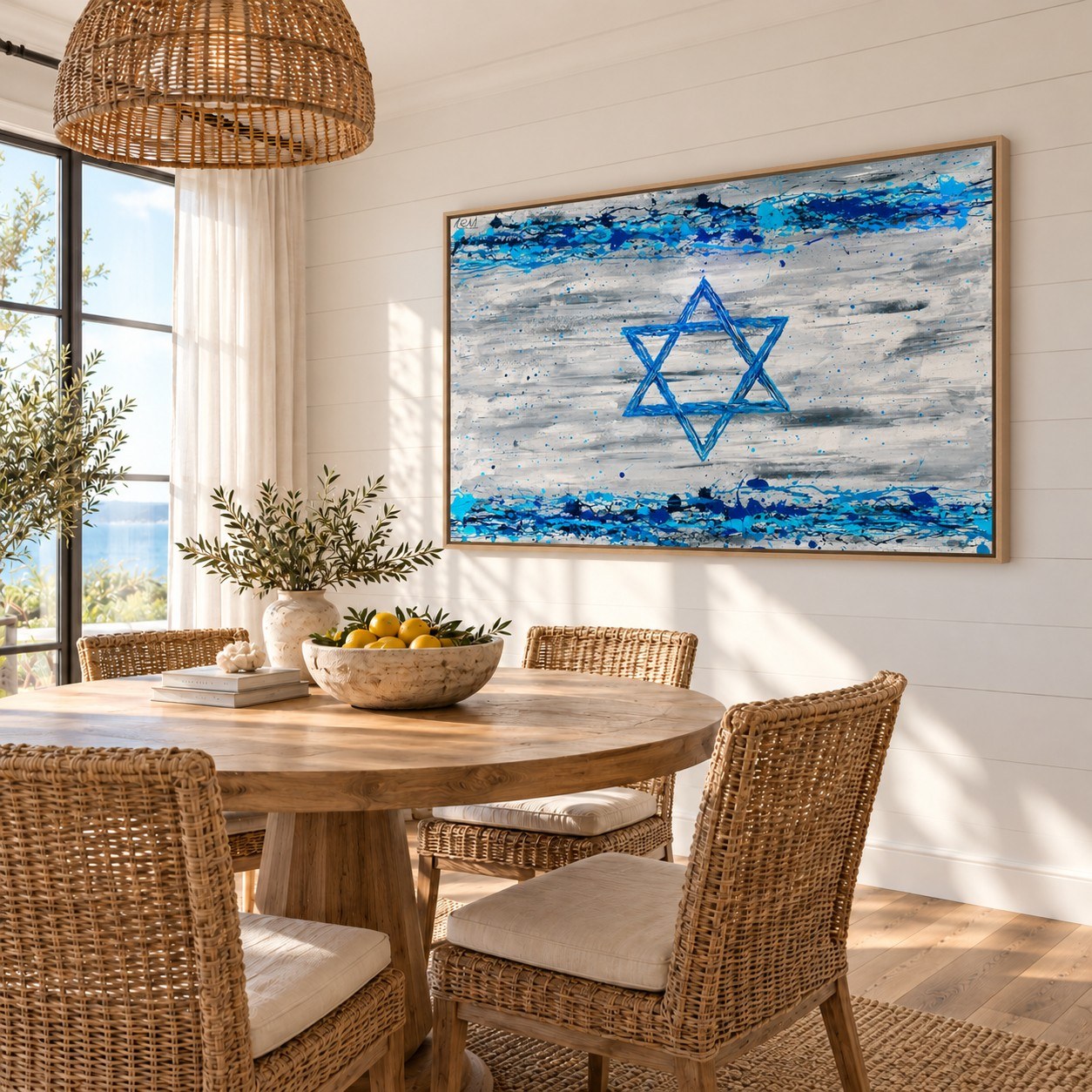 Our Connection canvas wall art, coastal dining room mockup