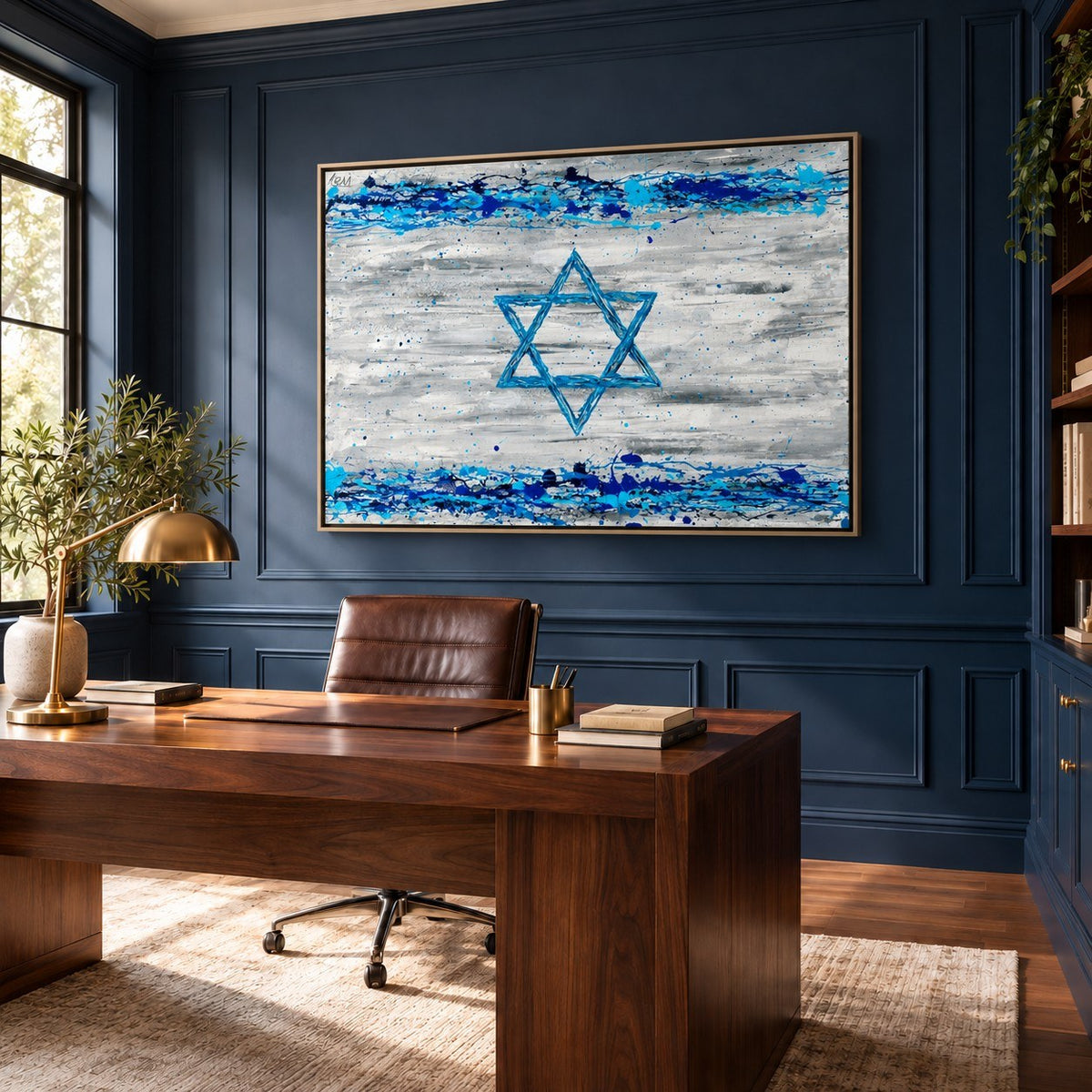 Our Connection canvas wall art, home office navy room mockup