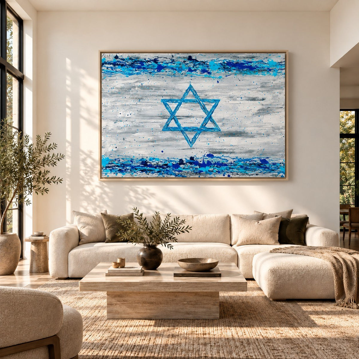 Our Connection canvas wall art, modern living white room mockup
