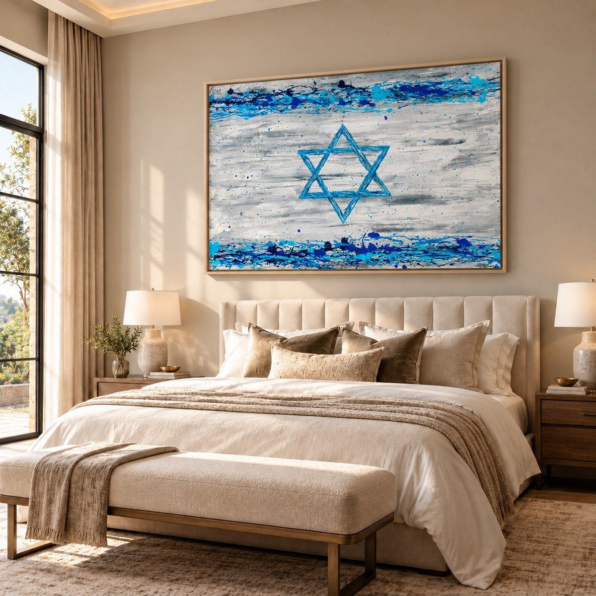 Our Connection canvas wall art, master bedroom warm room mockup
