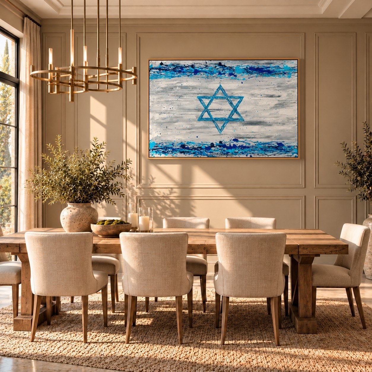 Our Connection canvas wall art, formal dining taupe room mockup