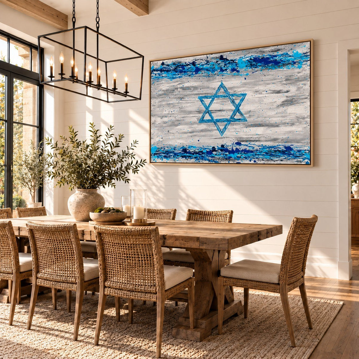 Our Connection canvas wall art, dining shiplap bright room mockup