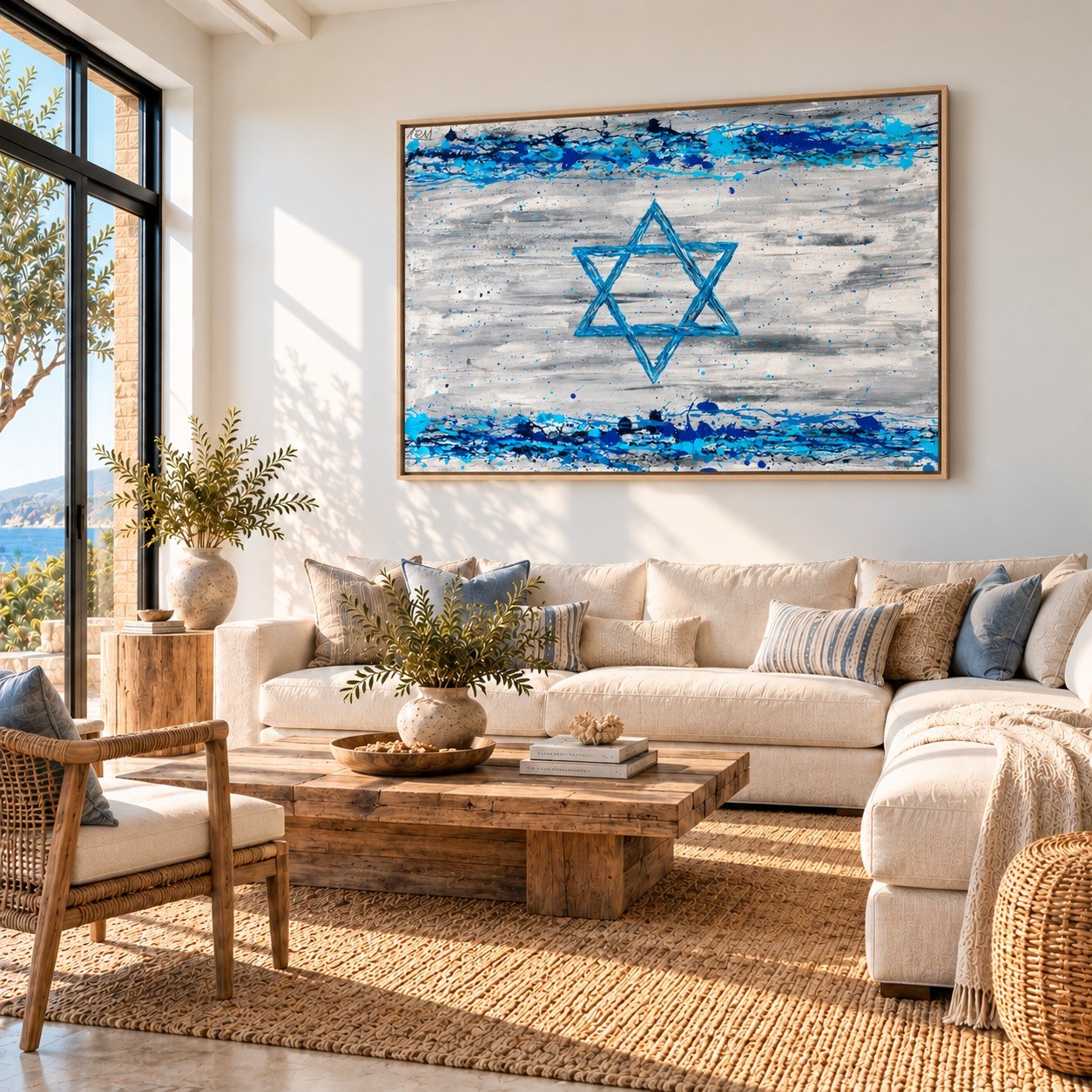 Our Connection canvas wall art, coastal living bright room mockup