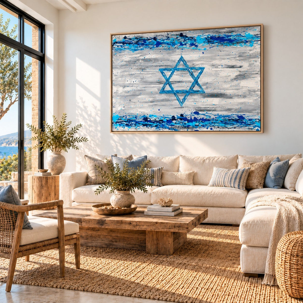 Our Connection canvas wall art, coastal living bright room mockup