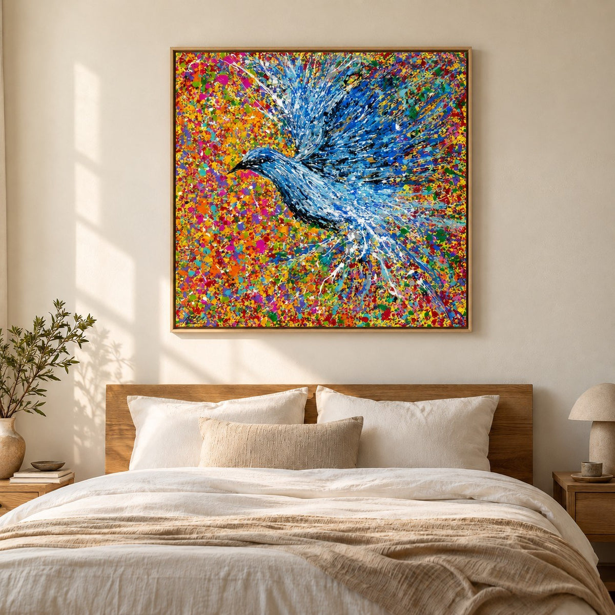 Peace Will Return canvas wall art, bedroom warm room mockup
