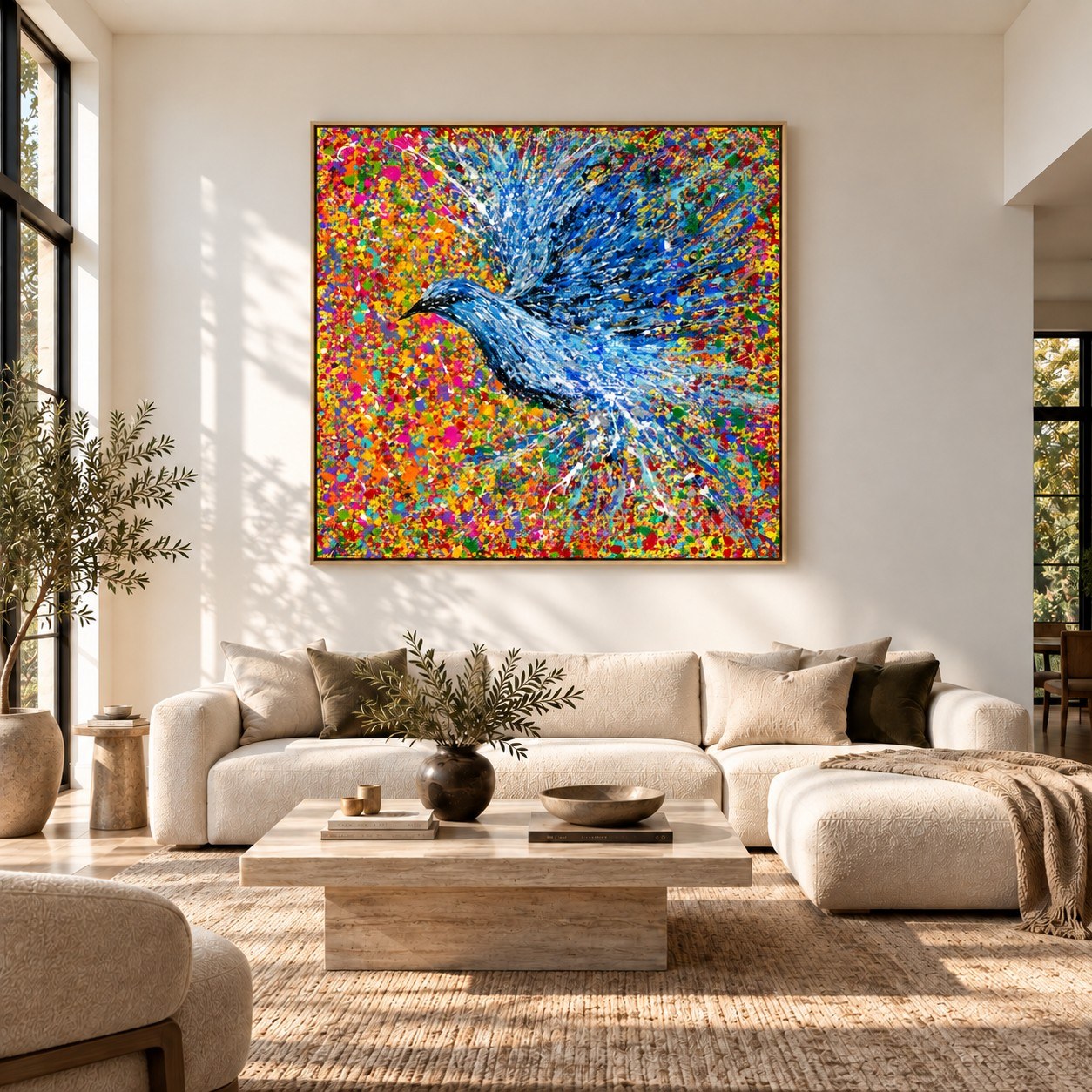 Peace Will Return canvas wall art, modern living white room mockup