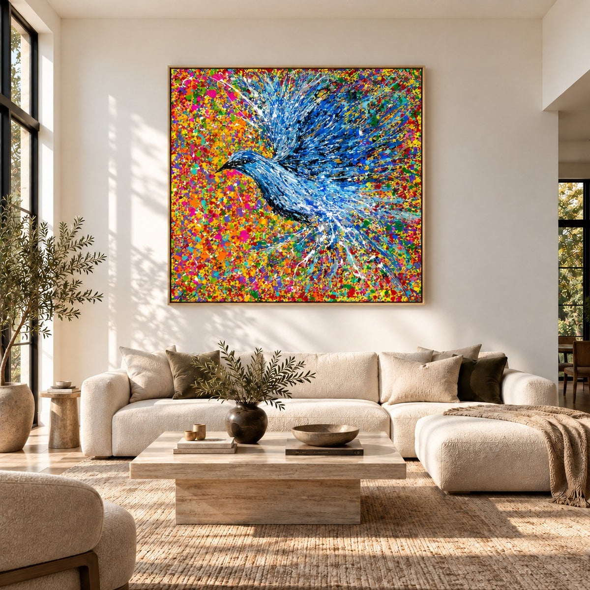 Peace Will Return canvas wall art, modern living white room mockup