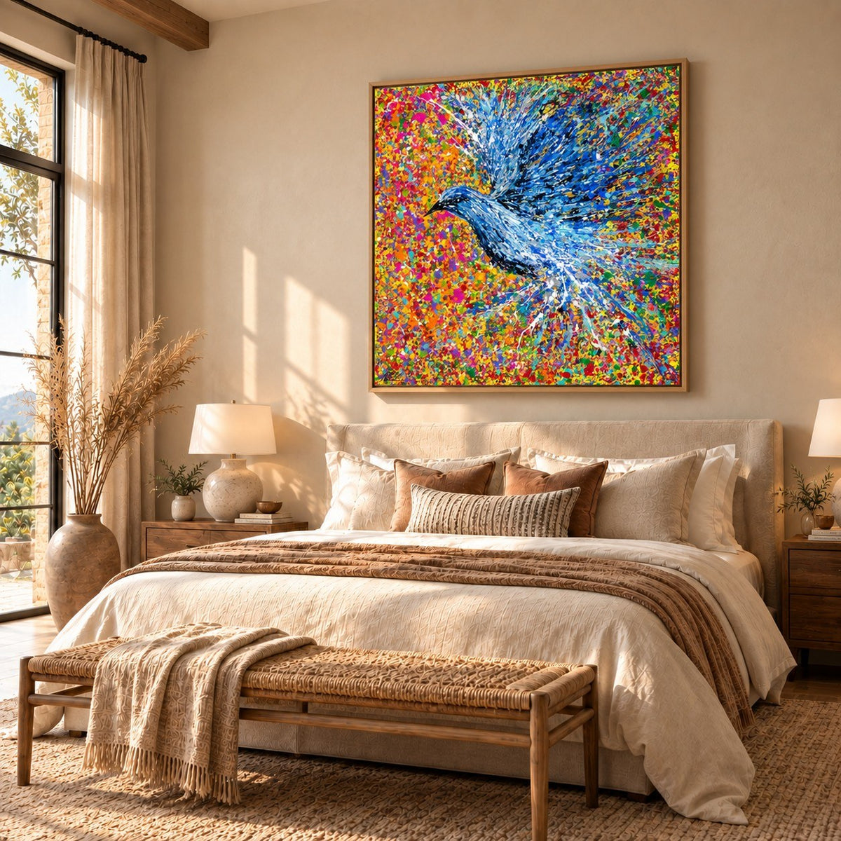 Peace Will Return canvas wall art, bedroom boho sand room mockup