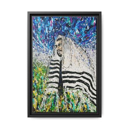 Rabbi Israel framed canvas print, black frame