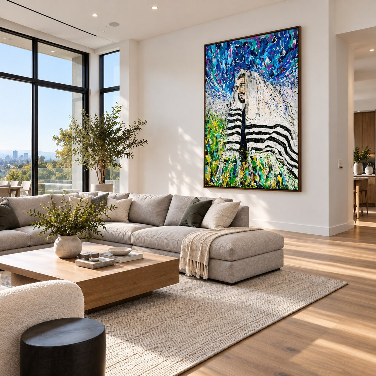 Rabbi - Israel canvas wall art in a bright living room