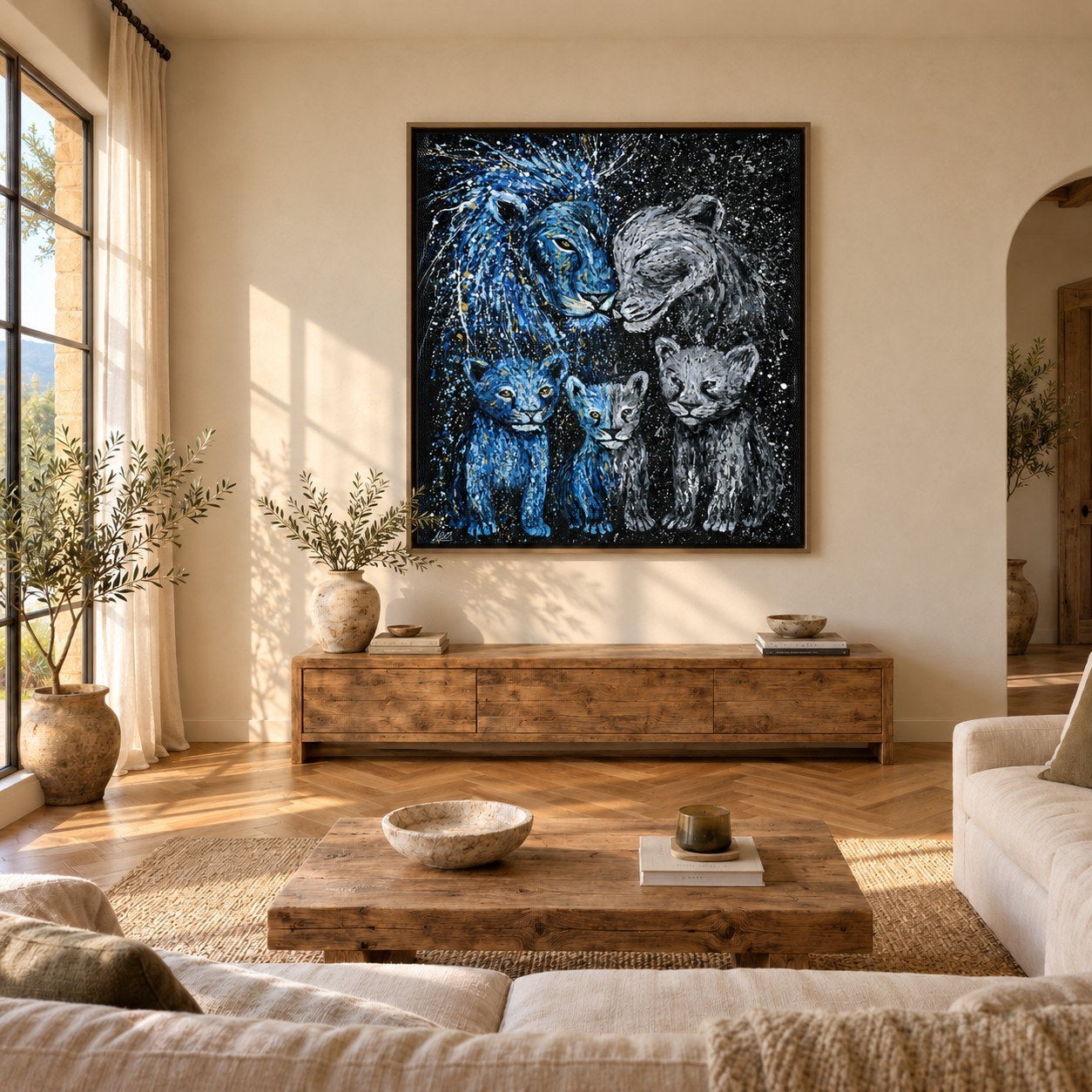 Strong Together canvas wall art, mediterranean living room mockup