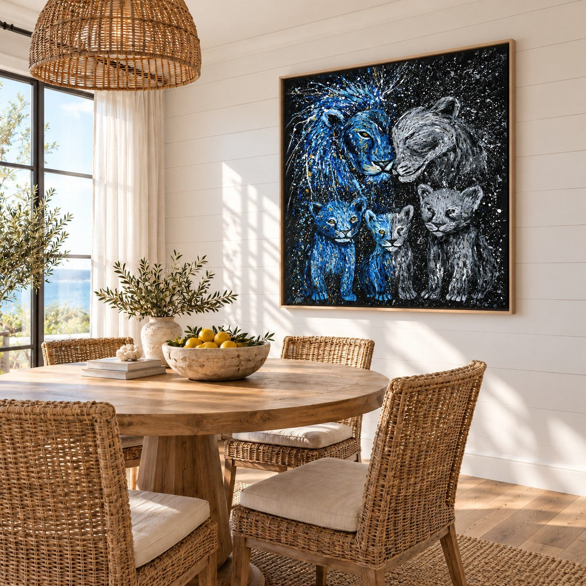 Strong Together canvas wall art, coastal dining room mockup