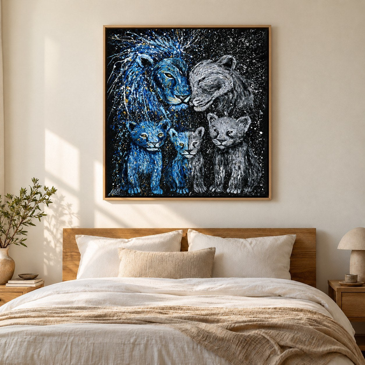 Strong Together canvas wall art, bedroom warm room mockup