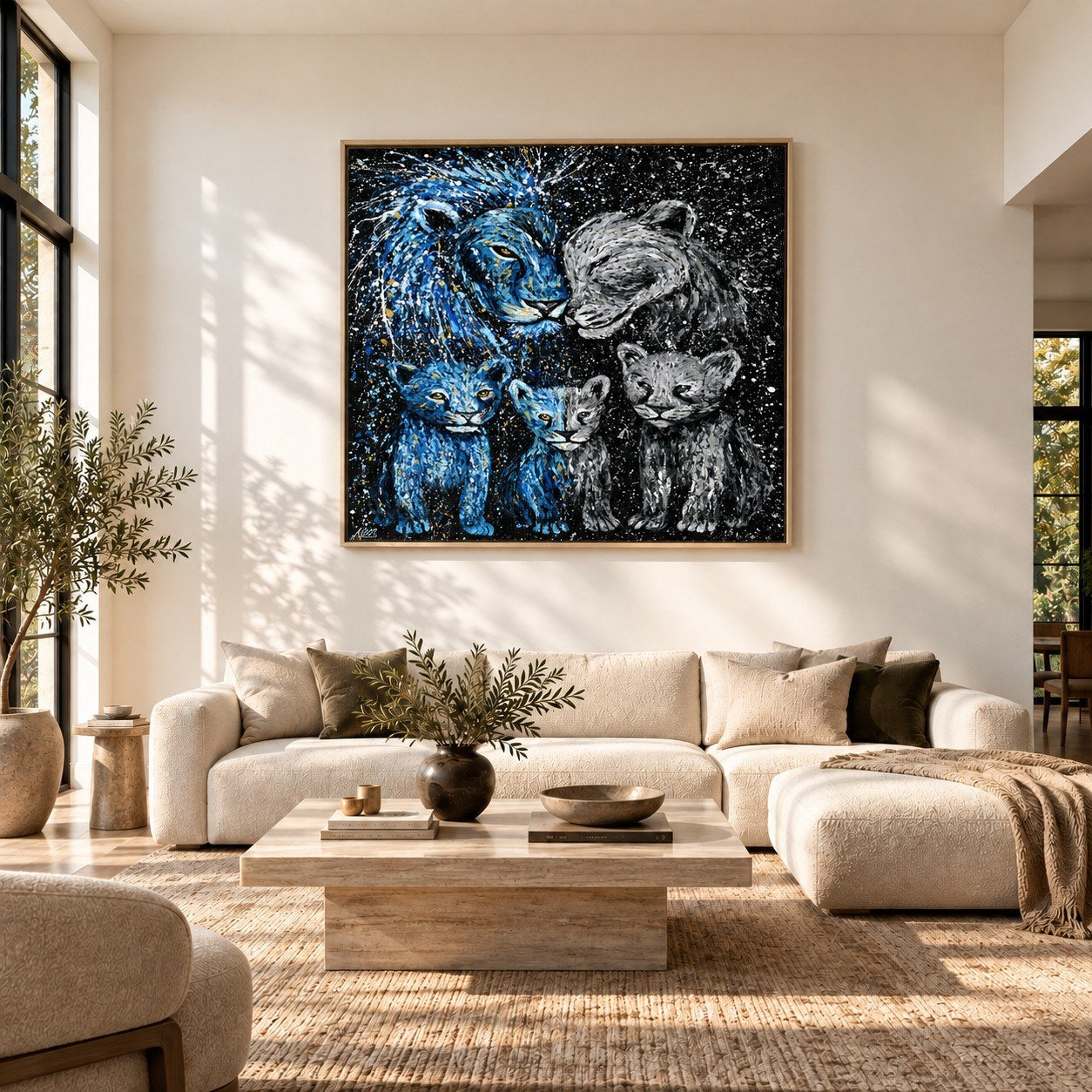 Strong Together canvas wall art, modern living white room mockup