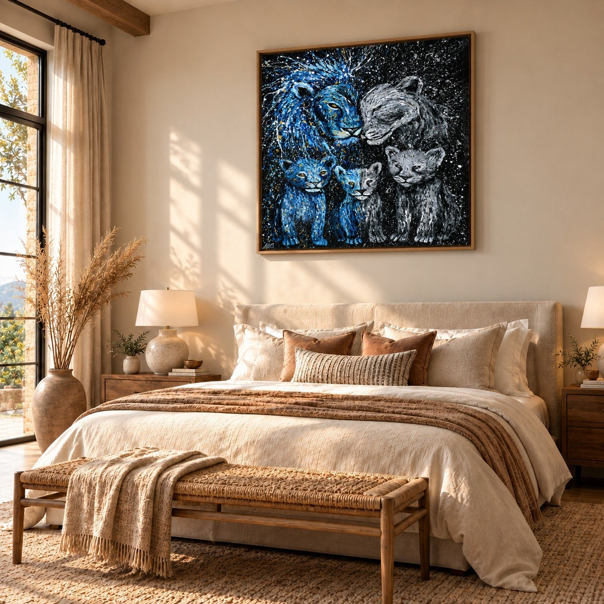 Strong Together canvas wall art, bedroom boho sand room mockup