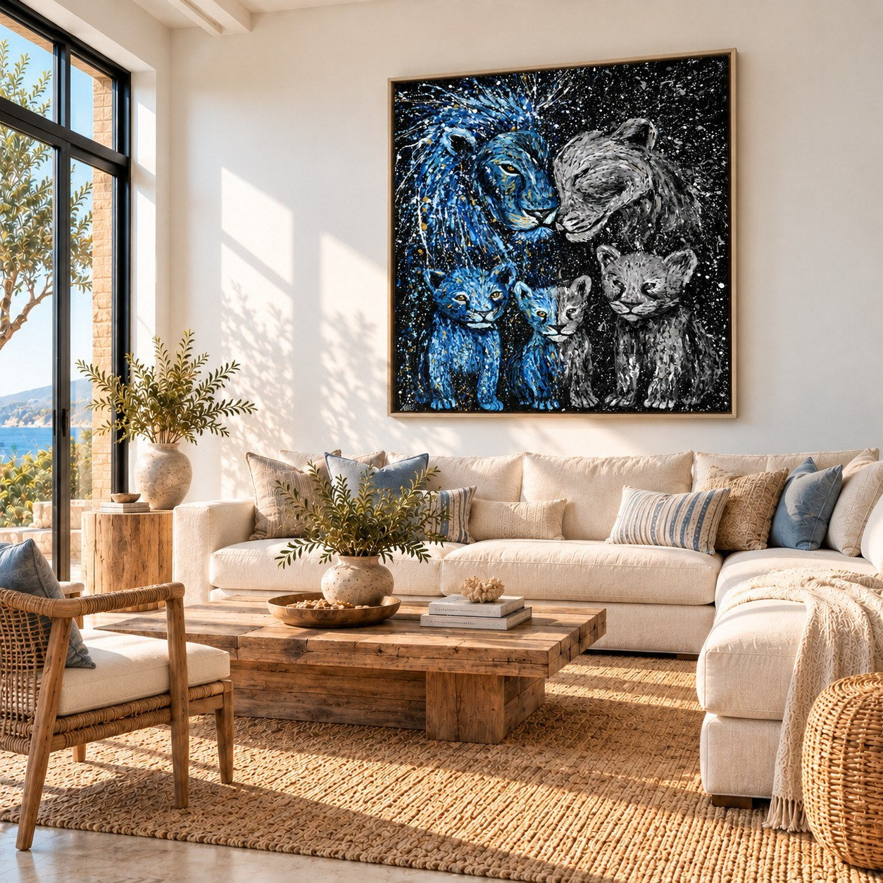 Strong Together canvas wall art, coastal living bright room mockup