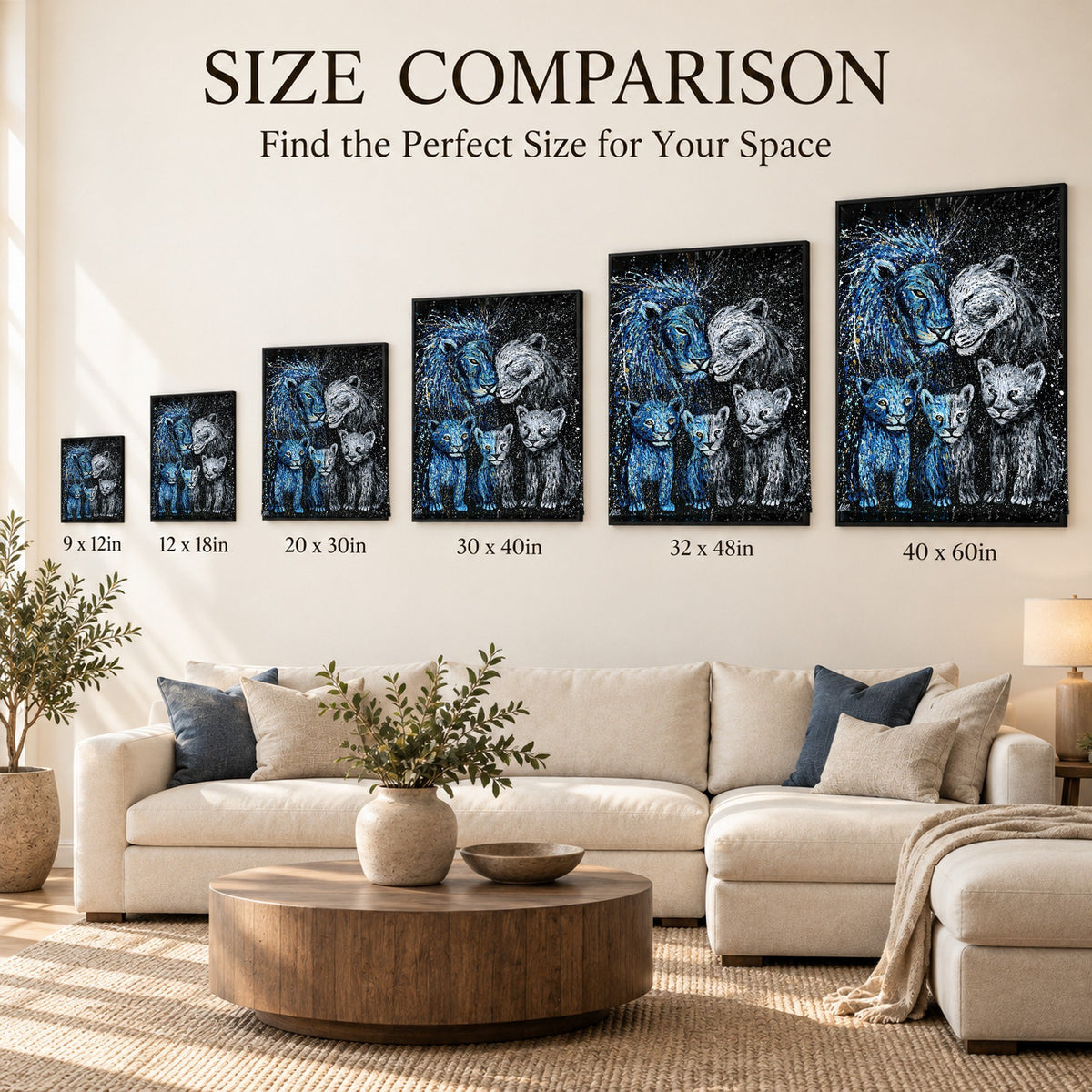 Strong Together canvas wall art size comparison
