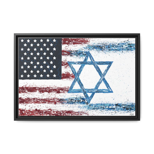 Together We Win framed canvas print, black frame