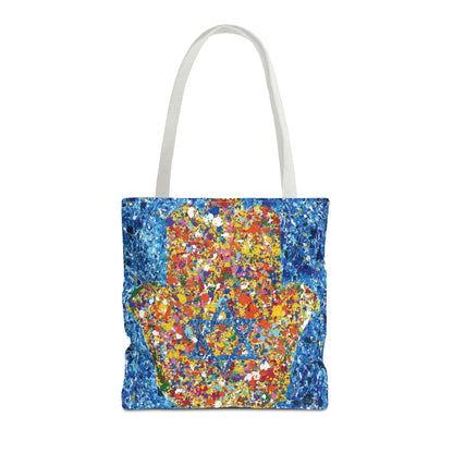 Colorful Bags: "Tote Bag - Hamsa Our Shield" by Albert Levi Art