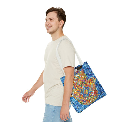 Colorful Bags: "Tote Bag - Hamsa Our Shield" by Albert Levi Art