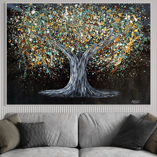 Tree Of Happiness - Earth - Canvas BY Albert Levi Art