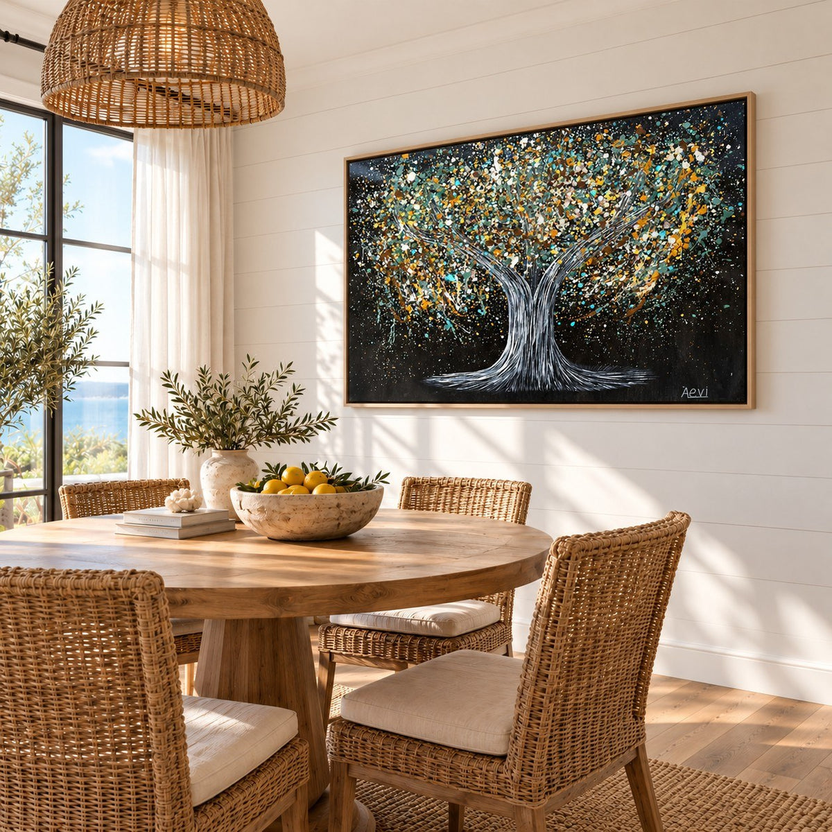 Tree Of Happiness Earth canvas wall art room mockup