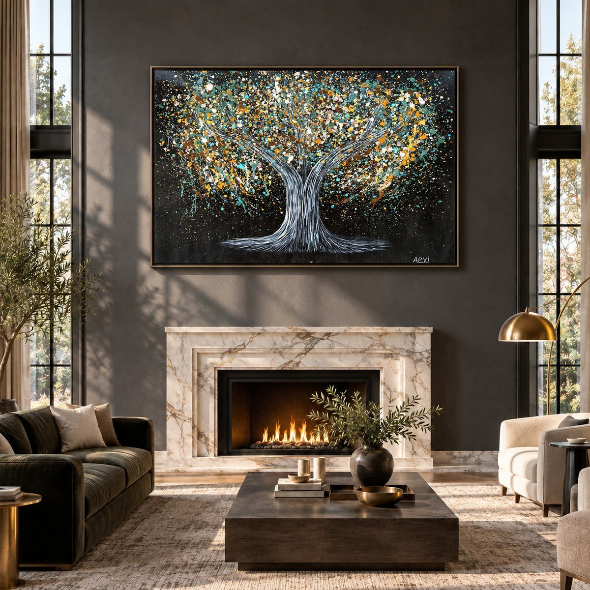 Tree Of Happiness Earth canvas wall art room mockup