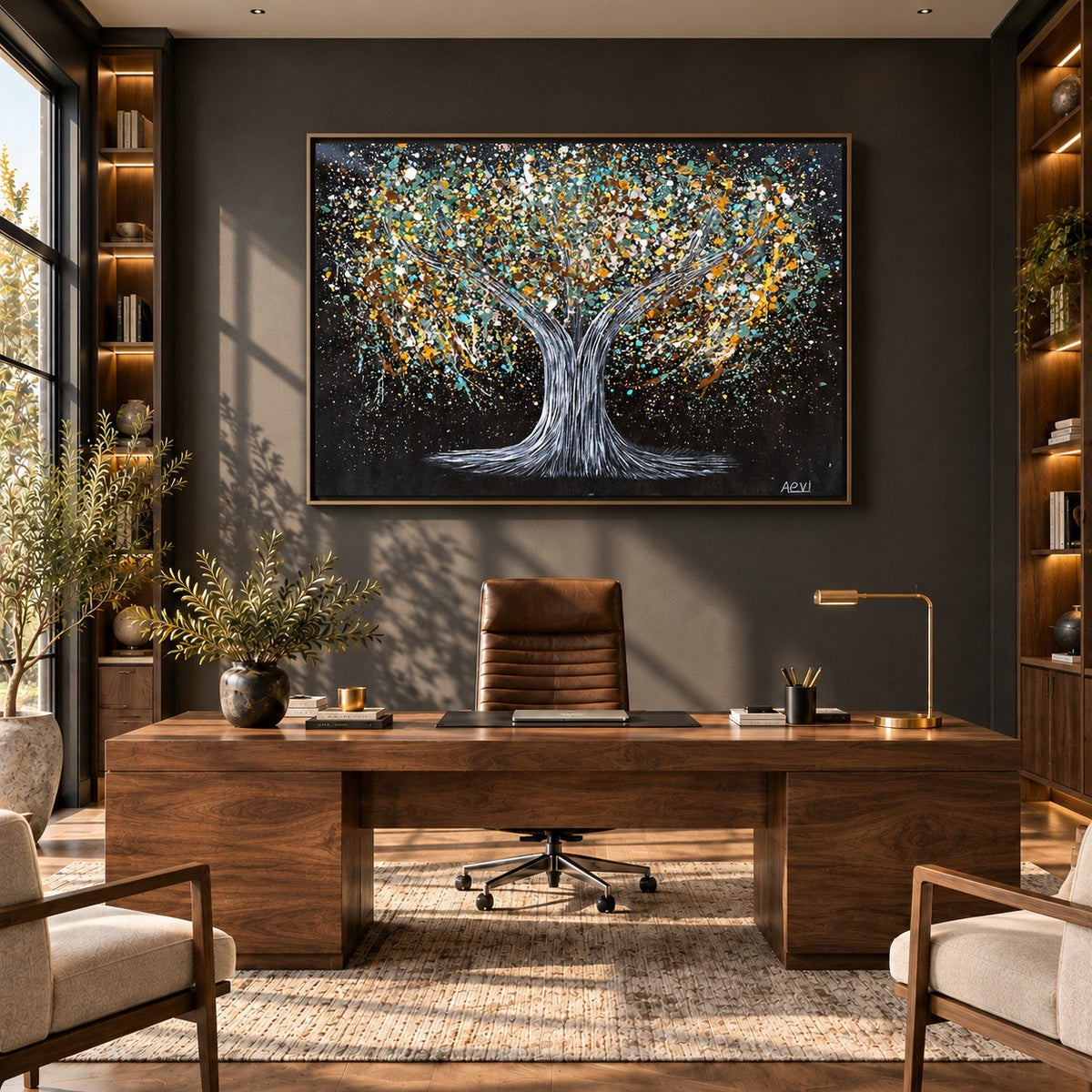Tree Of Happiness Earth canvas wall art room mockup
