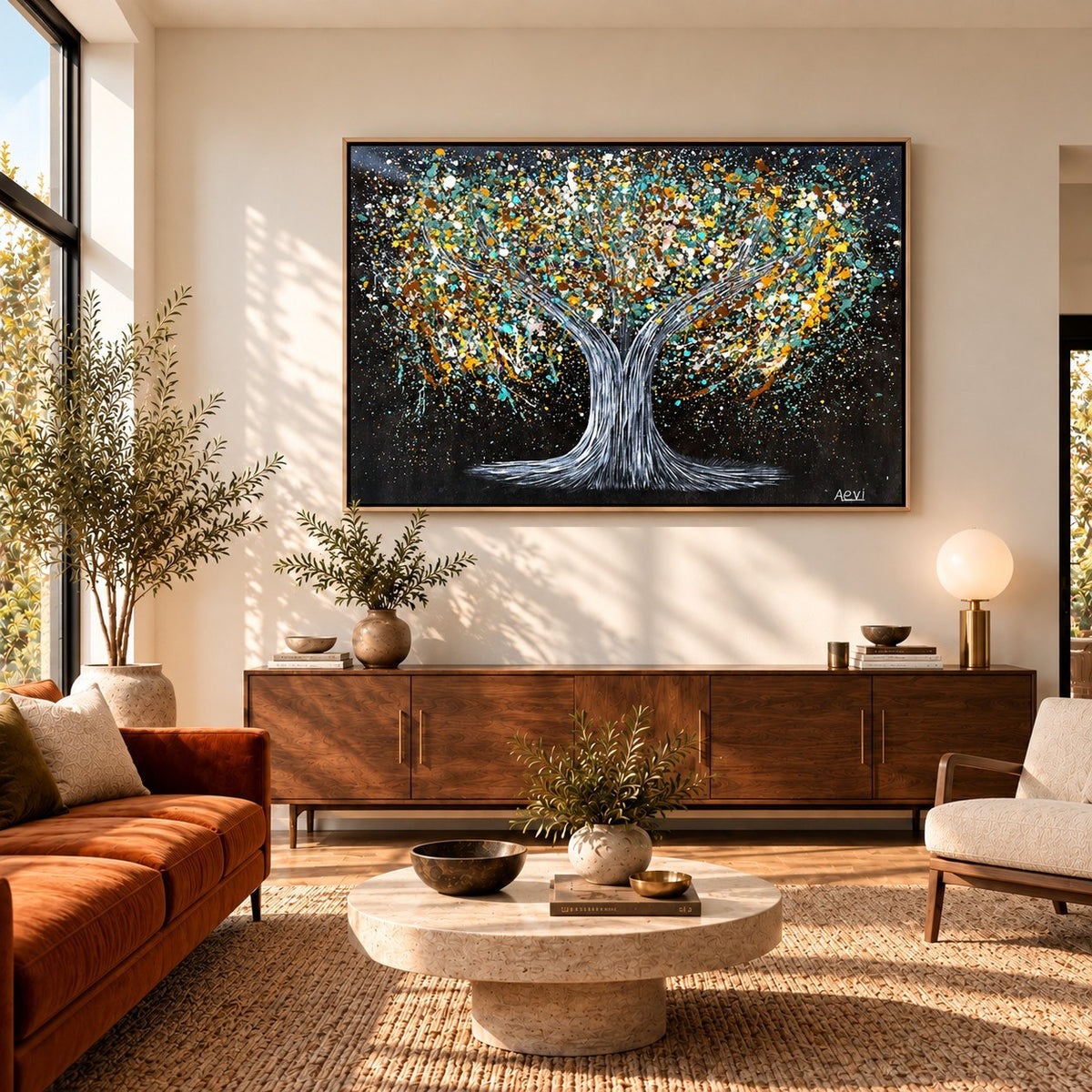 Tree Of Happiness Earth canvas wall art room mockup