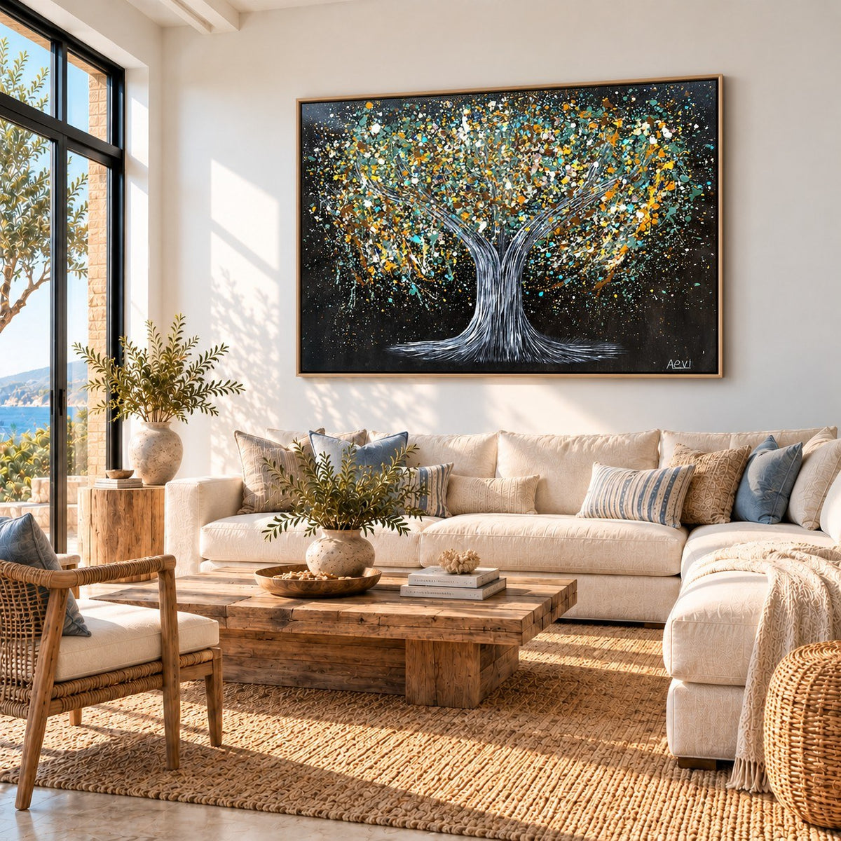 Tree Of Happiness Earth canvas wall art room mockup