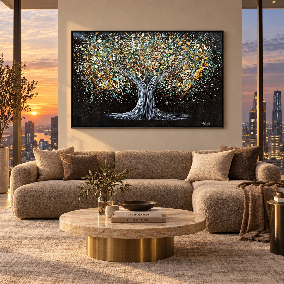 Tree Of Happiness Earth canvas wall art room mockup