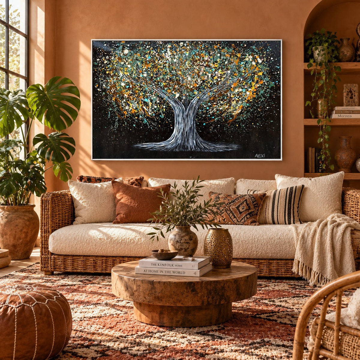Tree Of Happiness Earth canvas wall art room mockup