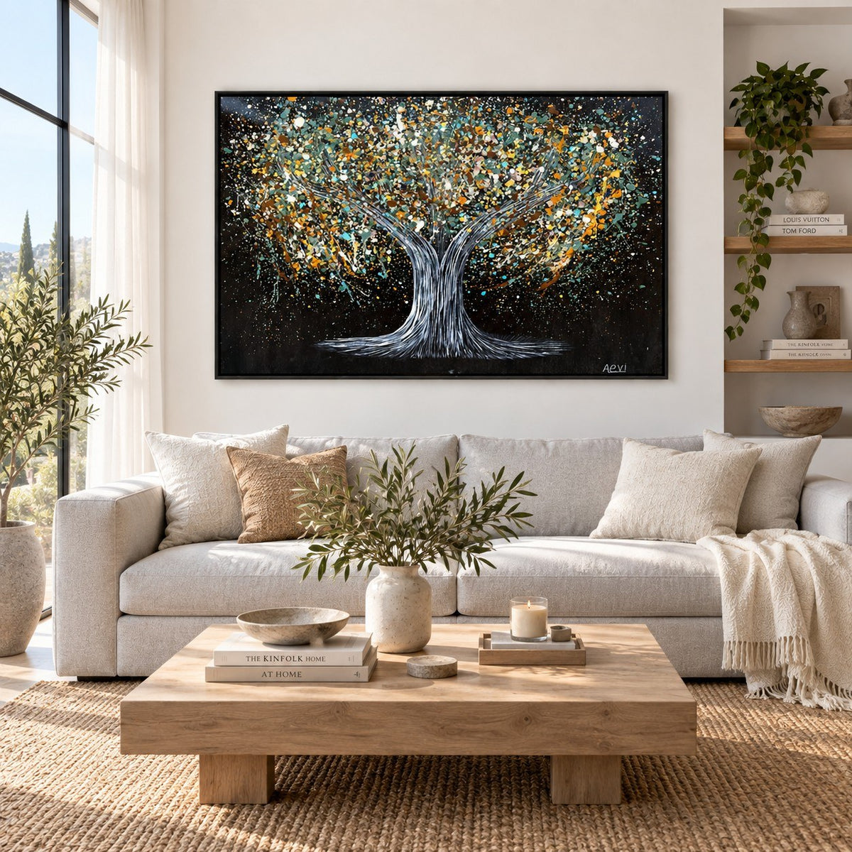 Tree Of Happiness Earth canvas wall art room mockup