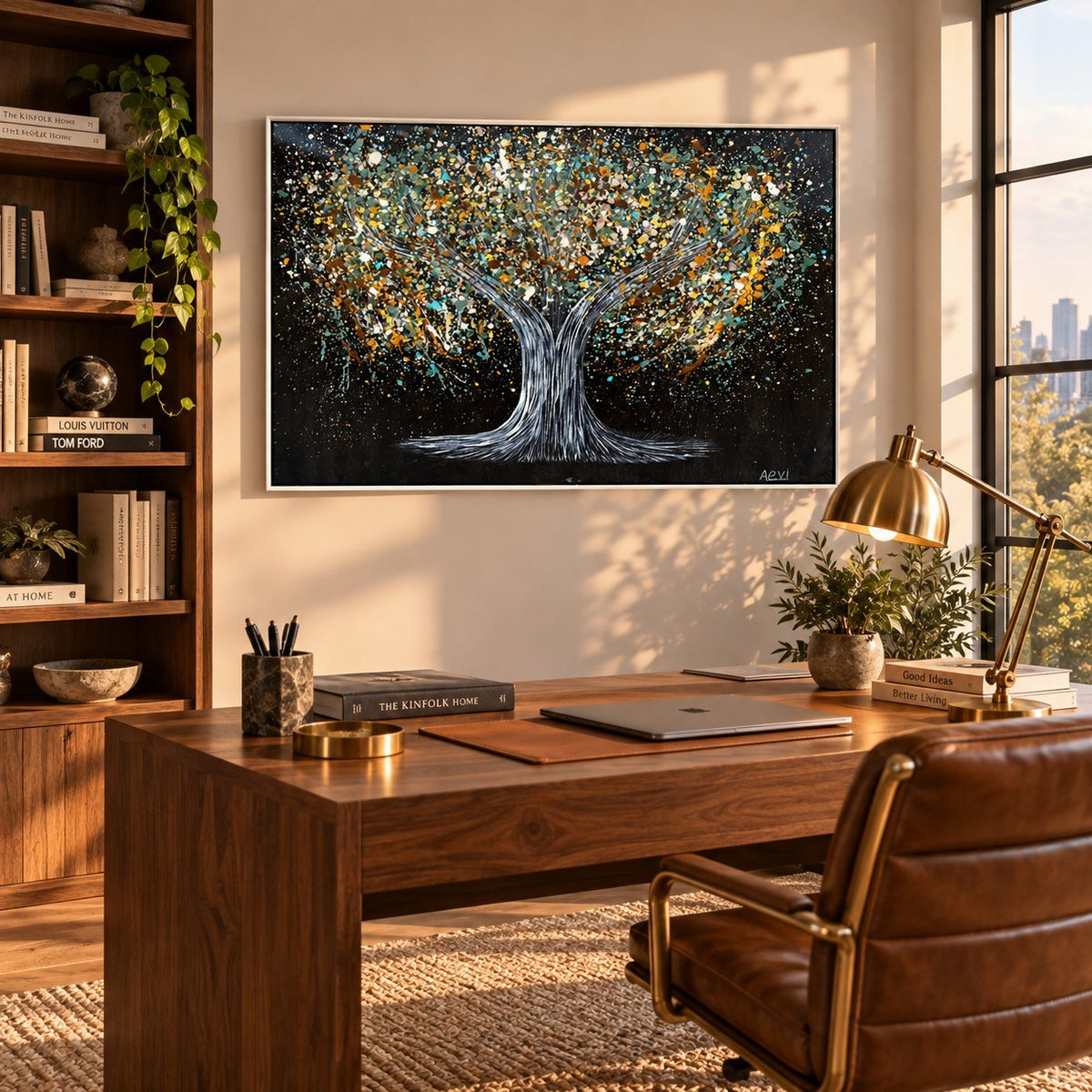Tree Of Happiness Earth canvas wall art room mockup