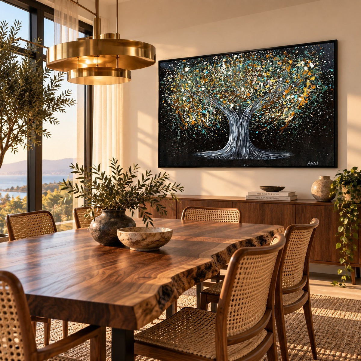 Tree Of Happiness Earth canvas wall art room mockup