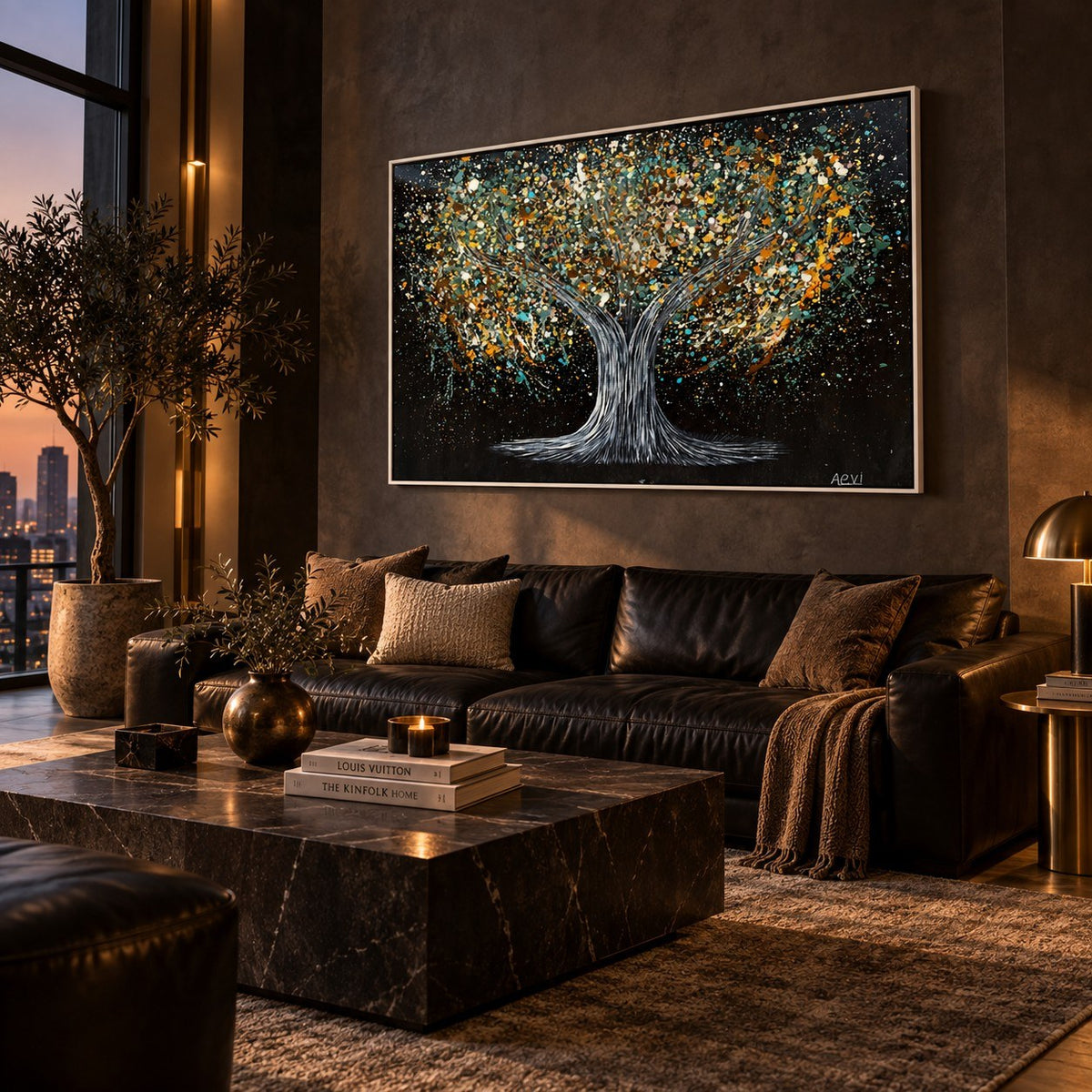 Tree Of Happiness Earth canvas wall art room mockup